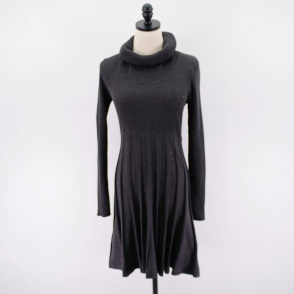 Calvin Klein Gray Rolled Neck Small Sweater Long Sleeve Dress Metallic Spec A-Li - Picture 1 of 7